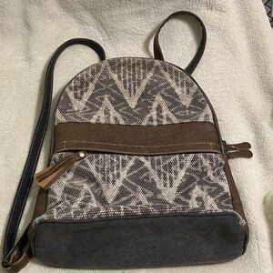 Myra Bag Cream and Brown Patterned Backpack